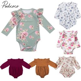 One-Pieces 2022 Brand New Toddler Infant Newborn Baby Girls Kids Long Butterfly Sleeve Romper Outfits Playsuit Jumpsuit Floral Clothes 03Y