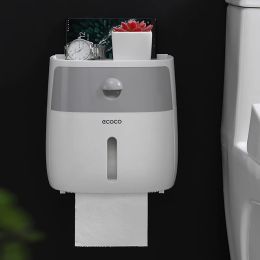 Holders GUNOT Portable Toilet Paper Holder Wallmounted Paper Dispenser For Bathroom Plastic Tissue Storage Box Bathroom Accessories Set
