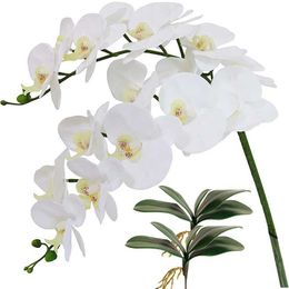 Faux Floral Greenery 40 Inch Artificial Phalaenopsis Flowers Branches Real Touch (Not Silk) Orchids Flowers for Home Office Wedding Decoration T240422