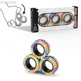 Decompression Toy Magnetic Rings Fidget Toy Set Adult Fidget Magnets Spinner Rings Fidget Pack Great Gift for Adults Teens Kids (3PCS) d240424