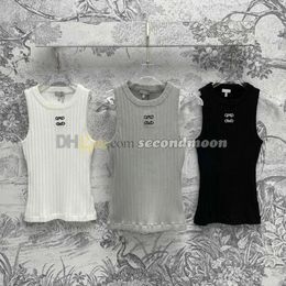 Designer Embroidered Tanks Top Women Round Neck Vest Round Neck Sport Tops Solid Colour Vests