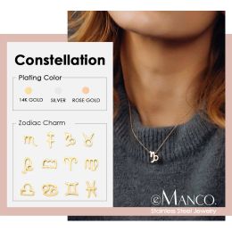 Necklaces eManco New Men Women 12 Horoscope Zodiac Sign Pendant Necklace Aries 12 Constellations Necklace Fashion Jewelry Christmas Gift