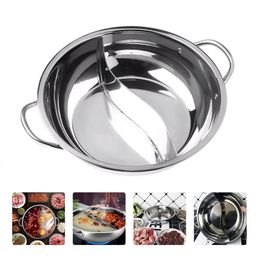 Pot Shabu Divider Stainless Steel Cooking Cooker Induction pot Divided Kitchen Cookware Flavour Pan Two Chinese Soup Dual 240415
