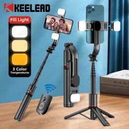 Sticks Selfie Stick with Fill Light Wireless Bluetooth Foldable Tripod for iPhone 13 14 Pro Max Samsung Xiaomi Smartphone