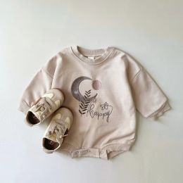 One-Pieces INS Newborn Baby Girls Romper Sweatshirts Romper Clothing Floral Embroidery Baby Boys Jumpsuits Sweatshirt Korean Outfit Romper