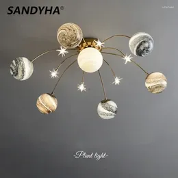 Ceiling Lights Led Modern Simple Star Light Personalized Romantic Room Decorative Lamp Creative Planet Glass Ball Lamps SANDYHA