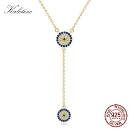 Necklaces KALETINE Lucky Evil Eye Charm Necklace for Women Sterling 925 Silver Necklaces Blue Eye with Pendant CZ Crystals Jewelry KLTN060