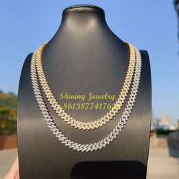 Custom Hip Hop Jewellery 8mm 925 Sterling Silver Prong Setting Vvs Lab Moissanite Diamond Iced Out Cuban Link Chain Necklace