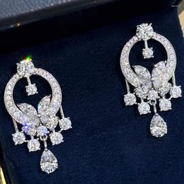 Dangle Earrings Custom Solid 10K White Gold Women Stud Drop Water Moissanite Diamonds Wedding Engagement Anniversary
