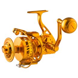 Accessories LARGE FULL METAL SPINNING FISHING REEL 35kg or 77lb DRAG POWER 7000 LONG CAST SALTWATER BIG GAME BOAT OFFSHORE SURF FISHING