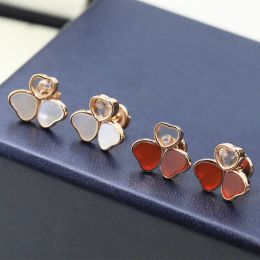 Earrings Fashionable New Rose Gold Butterfly Heart shaped Earrings for Women's Temperament Exquisite Luxury Brand Jewellery Party Gift