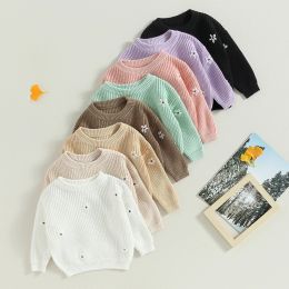 Sweaters Fashion Baby Warm Sweaters Clothes for Newborn Girls Knitted Floral Loose Pullover Long Sleeve Toddler Baby Jumper Knitwear Tops