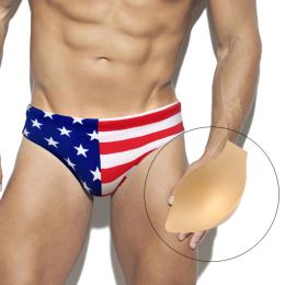 Separates Push Pad Swim Briefs Mens American Flag Swimsuit Stars And Stripes Bikini Swimwear Bathing Suit Quick Dry Summer Sport Beachwear