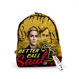 Backpack Cartoon Novelty Better Call Saul Backpacks Pupil School Bags 3D Print Keychains Oxford Waterproof Cute Small