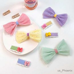 Hair Accessories 2 Pcs/Set Baby Girls Cute Acrylic Bow Ornament Hair Clips Children Lovely Rectangle Barrettes Hairpins Kids Hair Accessories