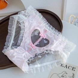 Women's Panties Lolita Girls Love Underpants Japanese Sexy Lace Mesh Hollow Breathable Cotton Crotch Triangle Pants Thin Briefs