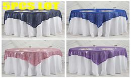 Table Cloth 5pcs Lot 152x152cm Glitter Sequin Tablecloth Overlay Poly For Wedding Event Party El Decoration5509650