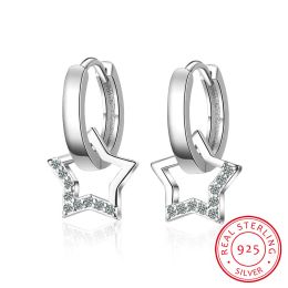 Earrings Real 925 Sterling Silver Hollow Star Hoop Earrings For Women Sterlingsilverjewelry Small Creole Earring Boucle D'oreille