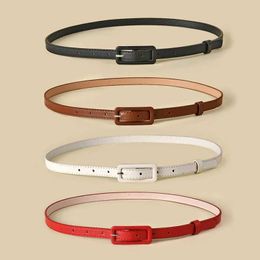 Belts Black White Red Blue PU Leather Belts Thin Skinny Waistband Adjustable Leather Belt Sweetness Women Female Belts For Dress 240423