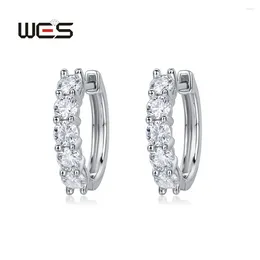 Hoop Earrings WES 925 Sterling Silver For Women Sparkling Lab Diamond 0.9ct Moissanite Lady Wedding Gifts Certified Jewellery