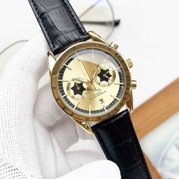 2024 Star Eye Oujia Five Needle Timing Full Function Belt Business Quartz Mens Watch