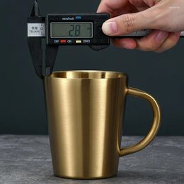 Mugs 304 Stainless Steel Domestic Beer Cup With Handle Double-layer Heat Insulation Water Mug Coffee Cups And Beautiful Tea