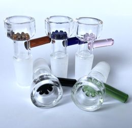 Herb pipe Smoke shop slide glass bowls 10mm 14mm 18mm with flower snowflake filter bowl for Glass Bongs and Ash Catcher Glass smoking hookahs Bowl