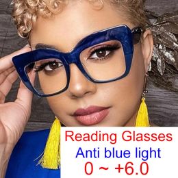 Lenses Anti Blue Light Oversized Reading Glasses Women Brand Big Frame Square Trendy Eyeglasses Prescription Computer Glasses