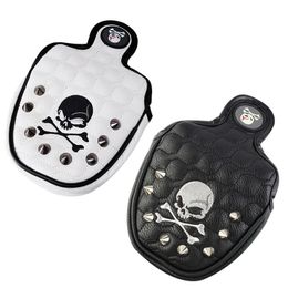 Golf Putter Cover Skull Rivets PU Leather Magnetic Closure Headcover for Mallet Putter Golf Head Covers 240424