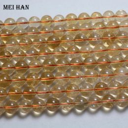 Beads Meihan Natural (1 strand) 9.510.5mm Citrine quartz clear yellow crystal smooth round beads for Jewellery making diy design