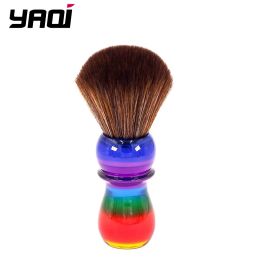 Brush YAQI 26mm Rainbow Brown Synthetic Hair Mens Shaving Brushes Travel Case