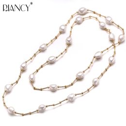 Necklaces High Quality Fashion white Long Pearl Necklace Baroque Natural Freshwater Pearl Pearl Jewellery For Women Necklace Accessories
