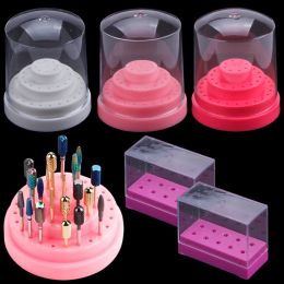 Bits 48 Holes Acrylic Nail Drill Bits Holder Manicure Milling Empty Storage Box Stand Cutter Container Nail Accessories Tool