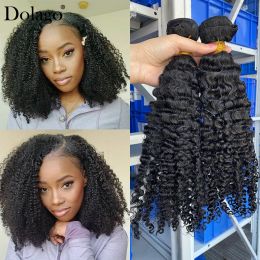 Weaves Weaves Weaves 3B 3C Afro Kinky Curly 3 Bundles Mongolian Kinky Curly Hair Weave 100% Natural Remy Human Hair Dolago Curly Hair