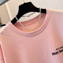 Tasarımcı Modaya Modeli Amerikan Yaz Pamuk Kısa Kollu T-Shirt Kadınlar Yeni Baskı Gevşek Büyük Boy Boyut Stil Basit Üst INS TREND