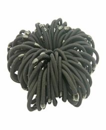 Lot 100 Pcs Size 5cm Bead Black Girls Women Elastic Hair Bands Holder Hair Tie Ring Hairband Elastic Hair Scrunchy77096973080640