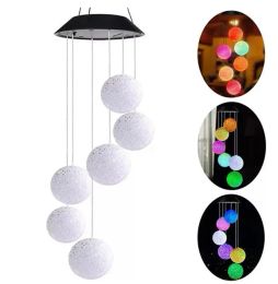 Wholesale Hot LED Wind Solar Lights Colour Changing Wind Chime Outdoor Waterproof Christmas Windbell Light Solar Powered Lamp Garden Decor