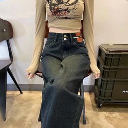 Women's Jeans Narrow Straight Leg Women Spring Summer 2024 High Waiste Slim Floor Mopping Two Button Casual Fashion Wide Pants