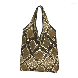 Storage Bags Custom Snake Skin Print Shopping Women Portable Large Capacity Grocery Snakeskin Texture Tote Shopper