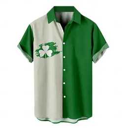 Men's Casual Shirts Fashion Shirt Happy St.Patrick's Day Graphic 3D Print Simplicity Lapel Short Sleeve Festival Party Clothing