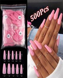 500pcs Colourful False Nails Long Ballerina Coffin Shape UV Shiny Extra Long Full Wrap Solid Colour Ballerina Nails5679622