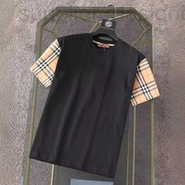 Men's T-Shirts designer 24 Summer New and Women's Same Style T-shirt Counter Quality Classic Plaid Panel Printing Fashion Round Neck Short Sleeve 51Z3