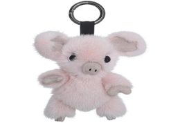 Keychains Imported Real Cute Piggy Fur Bag Pendant Plush Doll Car Key Rings Trendy Jewellery Accessori1412423