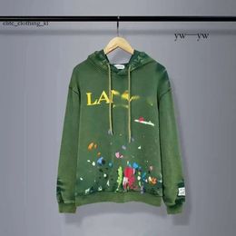 Lanvins Shoe Sweatshirts Lavins Designer Men's Hoodies High Quality and Winter New Wash Water Graffiti Colourful Ink Letter Pure Cotton Hooded for Men 784