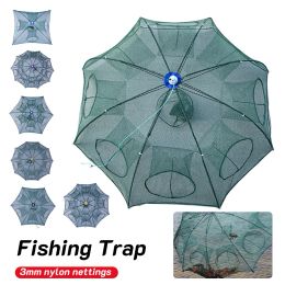 Accessories 420 Holes Folding Fishing Net Trap Portable Fishing Bait Trap Casting Nets for Crab Crayfish Shrimp Mesh Nylon Fish Trap Cages