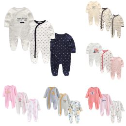 One-Pieces Kiddiezoom 3 Pcs/Lot Autumn Winter Unisex Cartoon Long Sleeve Baby Boy Girl Romper 100%Cotton Soft Newborn Jumpsuits Clothing