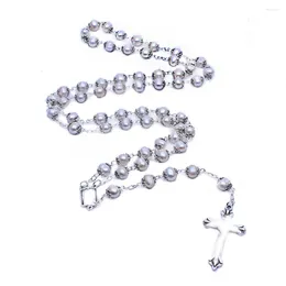 Strand Natural Freshwater Pearl Rosary Necklace High-end Cross Jewelry