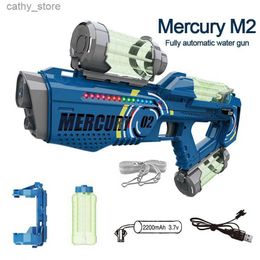 Gun Toys Mercury M2 Fully Automatic Water Gun Continuous Water High Capacity Lighting and Sound Effects Outdoor Water Playing Toy for KidL2404