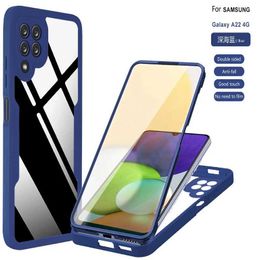 Cell Phone Cases 360 Degree Full Body Phone Cover For Samsung Galaxy A02S A03 A04 A05 A10S A12 A13 A22 TPU Shockproof Clear Double sided Cover 240423