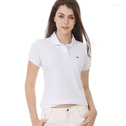 Women's Polos Pure Cotton Lapel T-shirt Womens Short Sleeve Polo Shirts Casual-Design Fit Summer Sportswear Brand Logo Tops